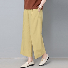 2025年夏季宽松人棉薄款纽扣九分裤原创设计直筒裤252款，女装休闲裤，秋牧寒烟