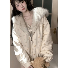 两面穿毛毛连帽外套女秋冬独特超好看加厚保暖毛绒上衣M3626，男装棉衣，星座1116A（原606A-3）