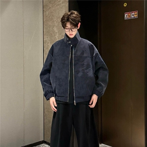 网图现货1万 扎染pu立领皮夹克情侣美式外套男 H2506 特P55图片