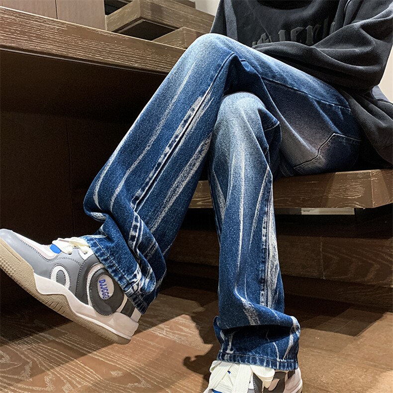 秋季美式ins高街hiphop微喇扎染牛仔裤货号K2313P55控78,男装牛仔裤,电商A063