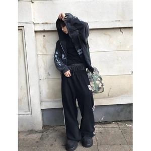 1506/QCK910/P50新款宽松休闲裤男韩版夏季薄款坠感阔腿拖地长裤图片