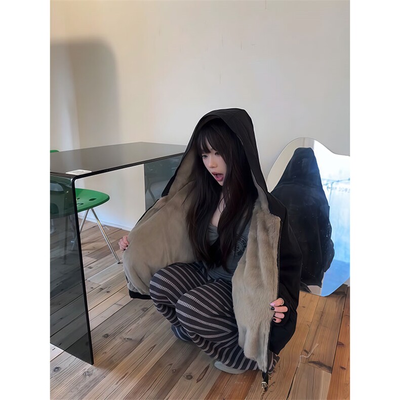 两面穿现货重磅短款座山雕棉衣男女双面穿毛毛绒棉服加厚外套,男装棉衣,电商A486