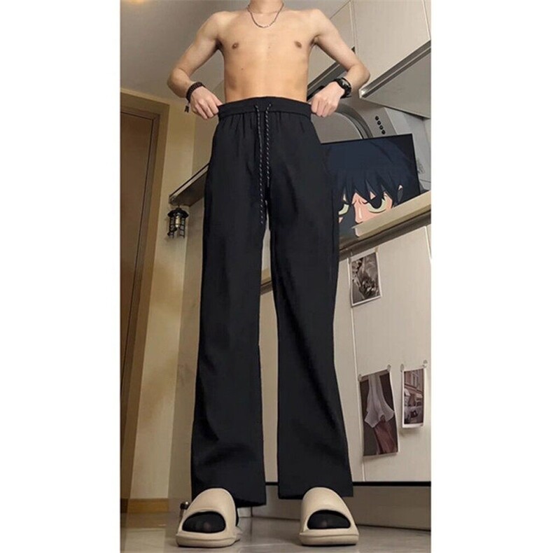 黑色冲锋西裤男春秋cleanfit高腰直筒美式弯刀休闲垂坠感高级裤子,男装休闲裤,星座410-7