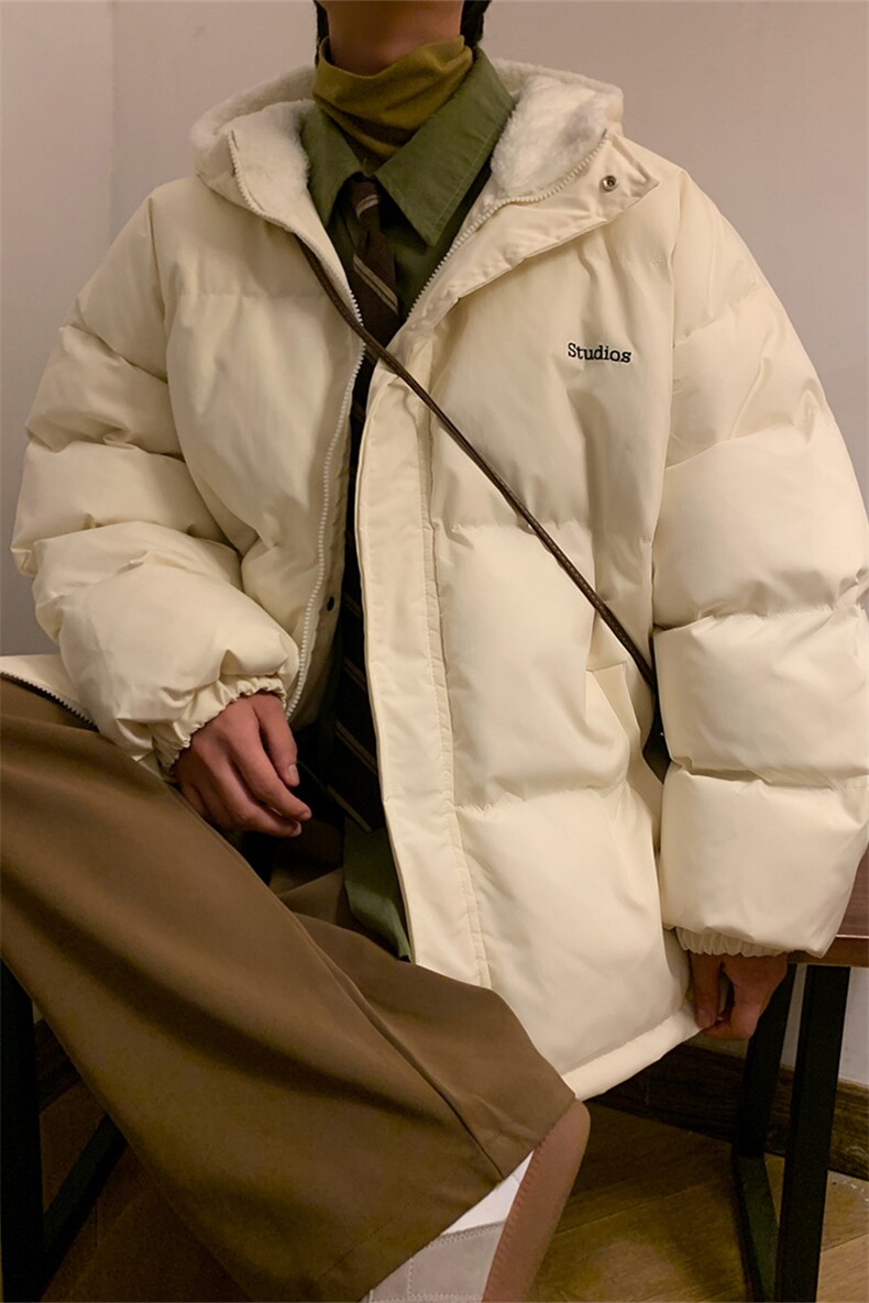 MY6139/P110冬季港风连帽刺绣羊羔毛棉衣男女大码面包服棉袄外套,男装棉衣,电商A141