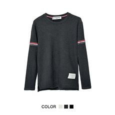 2025年秋季圆领TB经典红白蓝德绒打底衫男女同款，女装T恤，湘姗