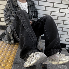 春秋复古拼接渐变男牛仔裤美式高街直筒垂感宽松阔腿潮牌K819/P54，男装牛仔裤，星座506