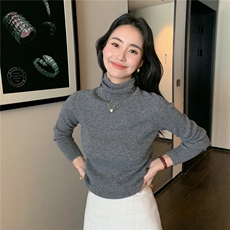 2025秋冬百搭时尚简约堆堆领打底衫紧身修身打底衫，女装羊绒衫，玛卡隆羊绒