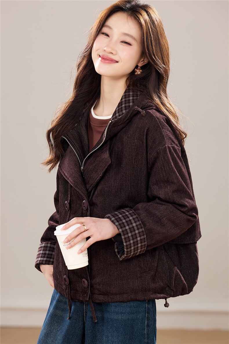 现货2025冬季新款休闲优雅时尚连帽女士保暖加厚90绒羽绒服,女装羽绒服,木子恋