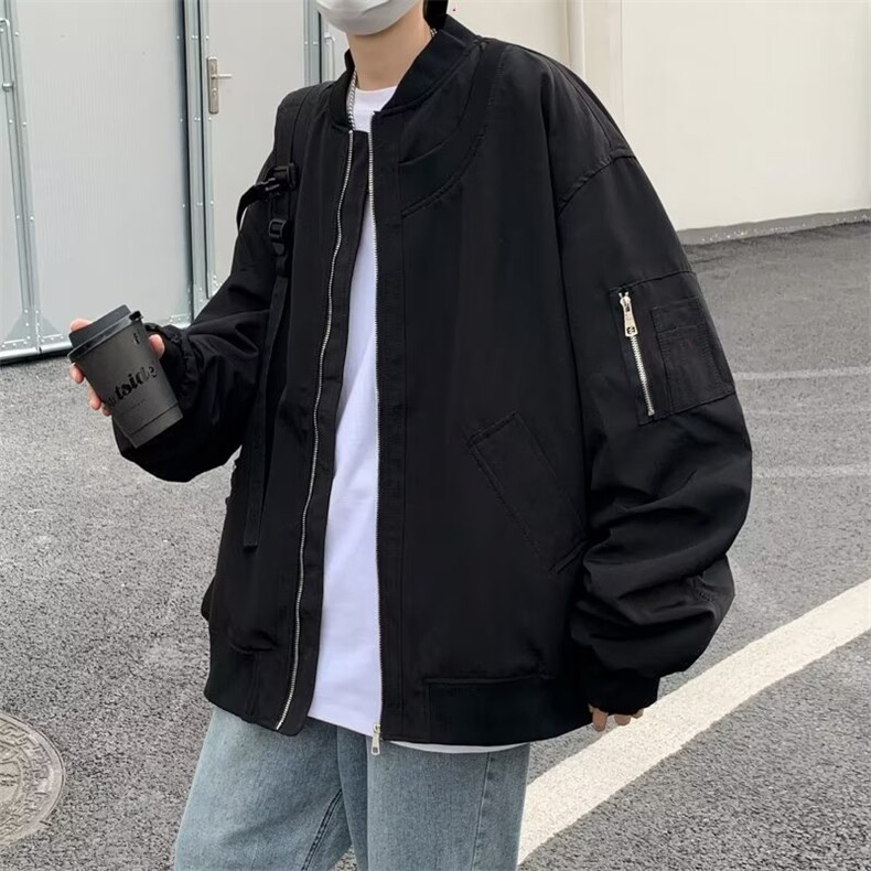 棒球服外套男秋季美式潮牌宽松飞行员夹克外套1001-1-J8820-P55图片