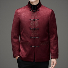 唐装羽绒服复古盘扣银狐貂内胆可脱卸中年外套爸爸装MJ595-P225，男装羽绒服，星座1105-3