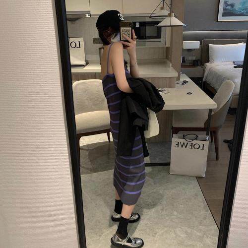 1409吊带条纹长裙，女装背心吊带，XTZ style