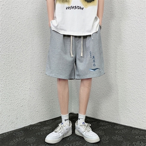 HD74261-P22 华夫格短裤男大码宽松五分裤男直筒中裤图片
