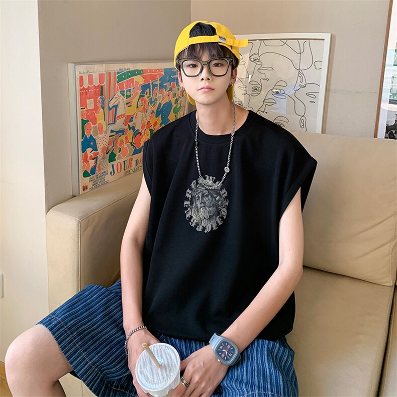 XZ514-2-1223-P23个性头像印花夏季坎肩无袖T恤男装背心/马甲,男装背心/马甲,星座514-2(原B239)