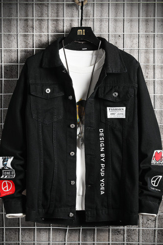 jk600-p55-限价78网格牛仔夹克肥仔秋款量足印花大码，男装夹克，星座103A