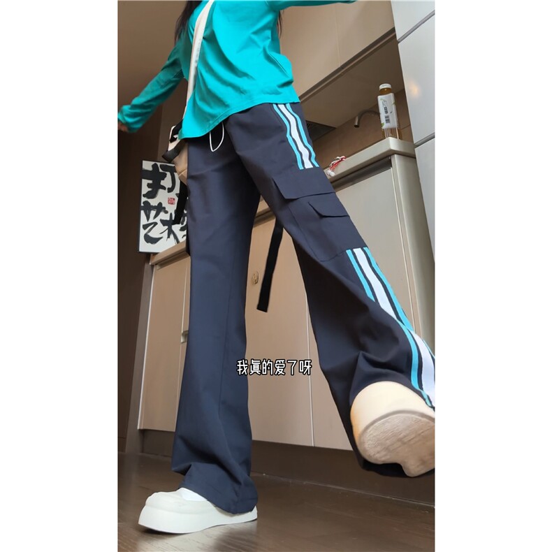 秋季新款INS潮流条纹设计大口袋宽松工装裤B315-K24268-特p40控78,男装工装外套,电商B315