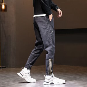 秋季2022日系大码哈伦牛仔裤休闲裤男工装束脚九分裤主推6810/p40图片