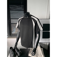 2026夏季新款华棉270g拼接撞色大码短袖DT6262特P25建议零售价58，男装T恤，电商A001-1