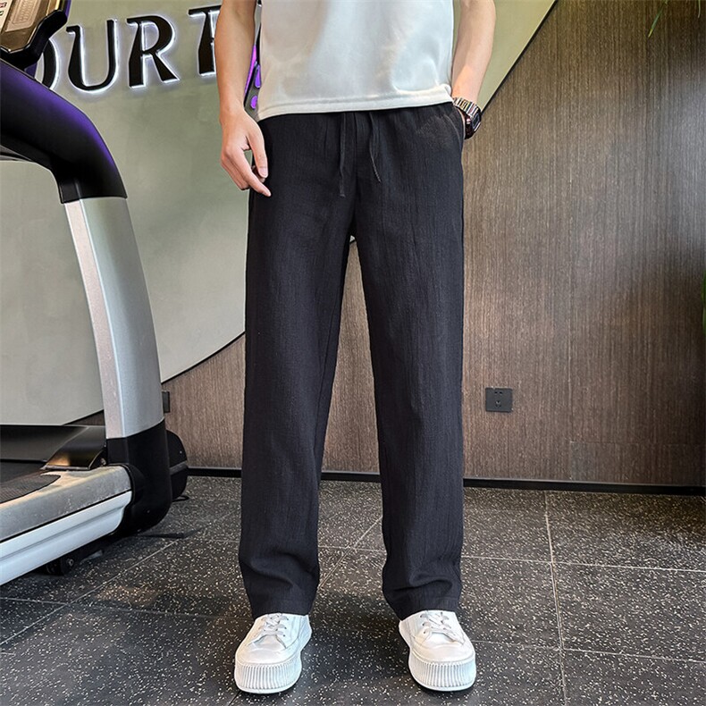 2025夏季轻奢亚麻高级感男裤社会小伙直筒休闲裤韩版裤子2259-P75,男装休闲裤,星座313B-2(原星座309A-2)