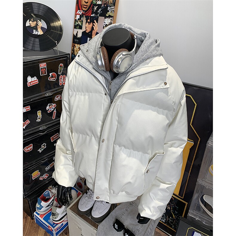 405A美式高街个性连帽设计假两件pu皮棉服MY24920-P158控188,男装棉衣,星座405A