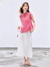 夏季新款现货！2026新中式立领优雅复古刺绣马甲+吊带连衣裙女，女装套装/套裙，央宝儿