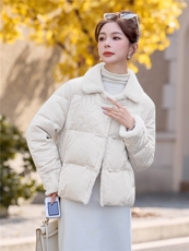 现货.新中式提花羽绒服2025年冬季新款高级感优雅气质外套，女装羽绒服，尚洛菲