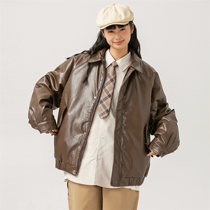 2026冬季新款男装日系潮牌纯色休闲皮衣棉服加厚外套MY382-F145图片