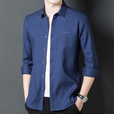 BEF5007钱塘2020-2中年男士商务休闲简约冬季加绒加厚衬衣P80，男装衬衫，钱塘207-2