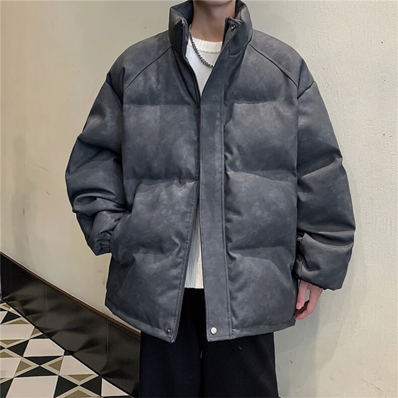 （现货）美拉德复古皮棉衣纯色立领加厚棉袄棉服7383-特P90,男装棉衣,星座1213