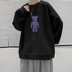 华夫格卫衣圆领卫衣男大码长袖t恤男外套HW76242-P30加绒款-P40，男装卫衣，电商A040