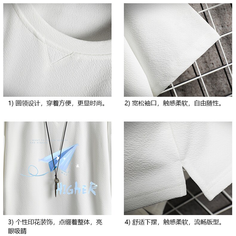 春夏季七分袖t恤男大码五分袖男短袖中袖网格挂拍Q11270-P30,男装T恤,电商A040A