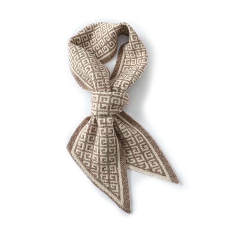 秋冬季保暖贴合无束缚时尚百搭复古印花羊毛小围巾，围巾，品卓羊绒