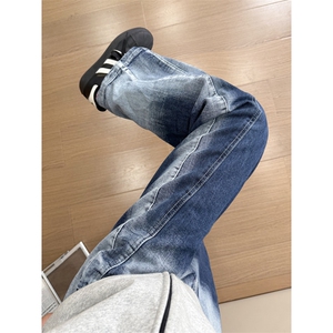 龙叨叨 美式ins高街暗黑宽松直筒牛仔裤 LK25521-特P45控78图片