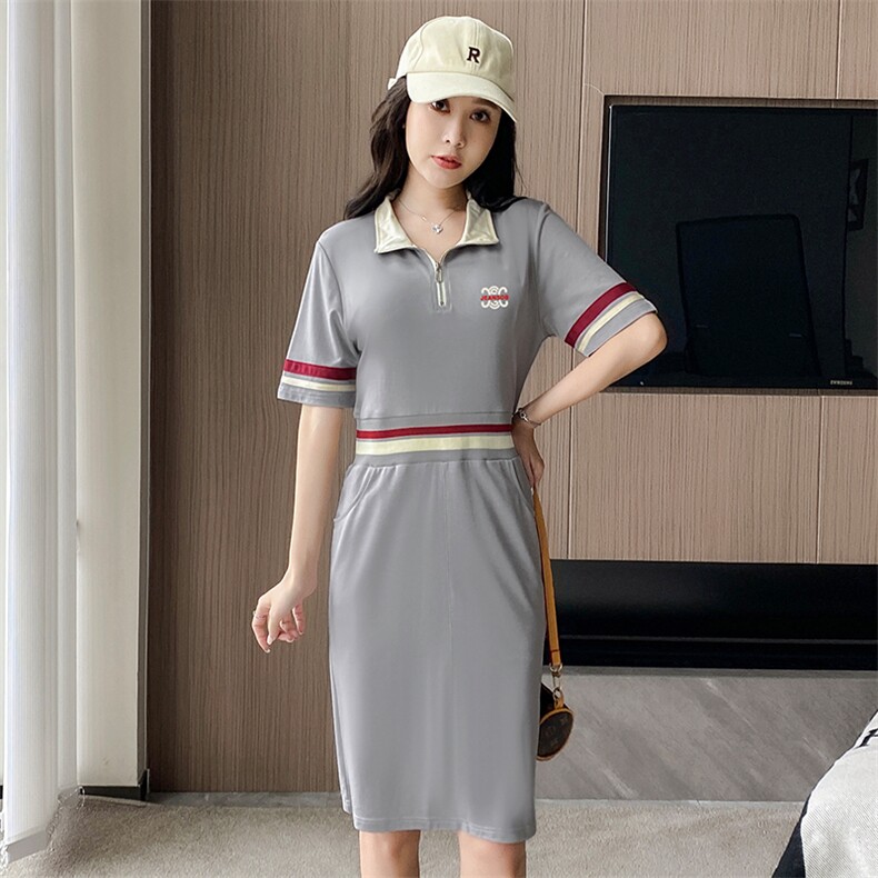 燕颉时尚休闲Polo领连衣裙女夏季2023新款中年妈妈韩版洋气裙子潮,女装套装/套裙,燕颉服饰
