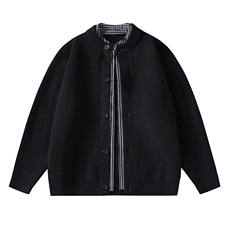 【抖音得物】2025年秋季时尚毛衣针织开衫圆领假两件长袖，男装针织衫/毛衣，电商A113