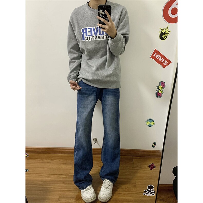 B221美式ins高街暗黑光版修身微喇牛仔裤LK23137-P55控78,男装牛仔裤,电商B221