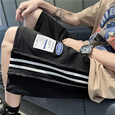 运动短裤男韩版潮流拼色贴标字母帅气2023夏季ins五分裤K4210-P32，男装休闲裤，星座412-3