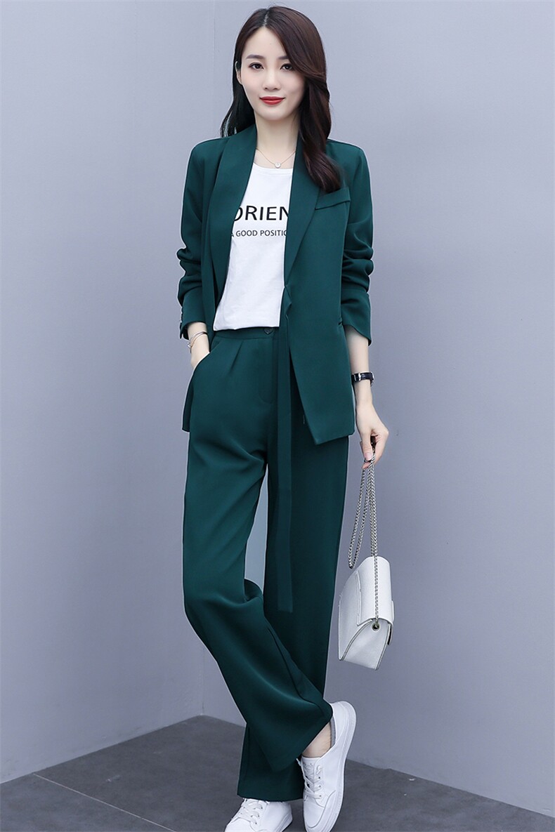 西装女2024秋季新款韩版气质时尚休闲职业小西服阔腿裤,女装西装,雅佳俏