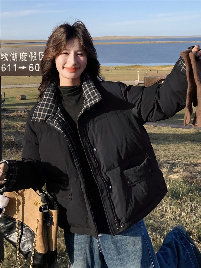 现货90白鸭绒2025年新款羽绒服拼接外套,女装羽绒服,牡丹诺