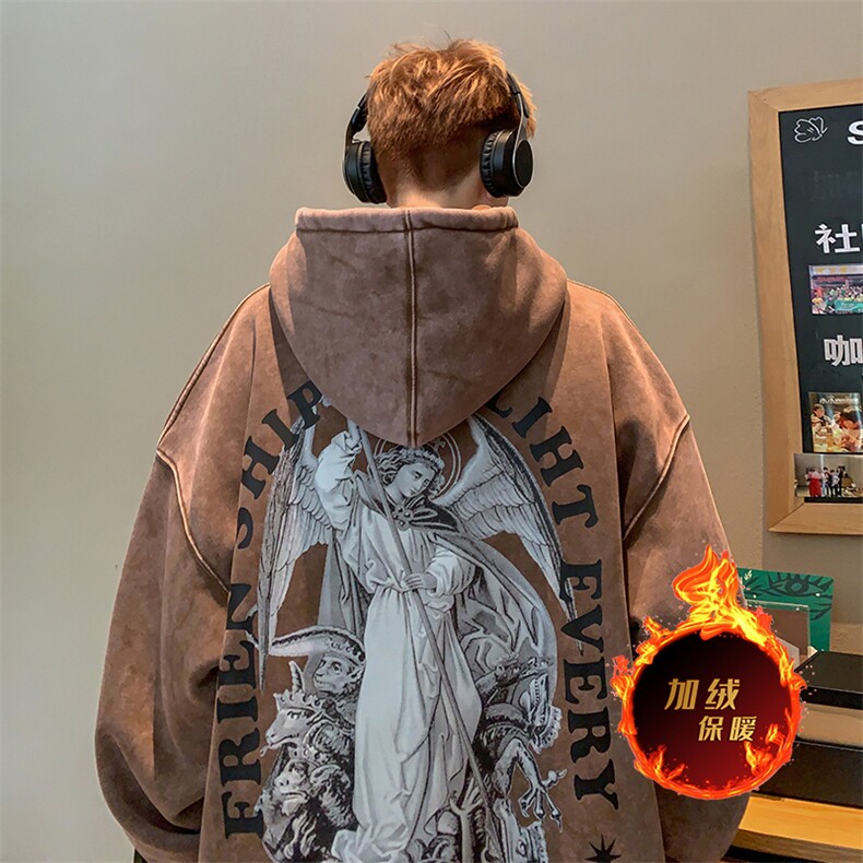 直播品质 500克重磅潮牌美式做旧炒雪花水洗加绒卫衣 H508JR特P65图片