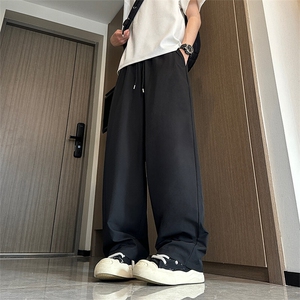白花灰运动裤子男春秋季新款美式cleanfit慵懒风宽松直筒休闲卫裤图片