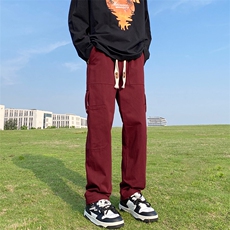 Q2160-TP55控价78早秋新品口袋贴标直筒休闲长裤宽松百搭裤子男，男装休闲裤，电商A102-1