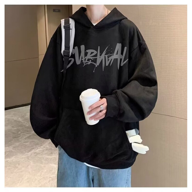 高质量麂皮绒连帽卫衣潮简约气质慵懒原宿新款百搭时尚WY1401P54,男装卫衣,星座1013-5