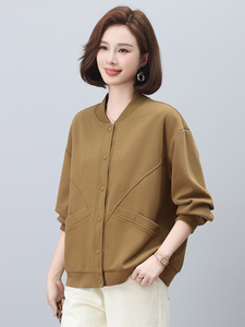 春季新款宽松显瘦纯色短外套女韩版百搭休闲上衣图片