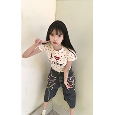 【有货】N1241CC-特P53美式3D链条彩色印花七分牛仔短裤男女，男装牛仔裤，星座1007（原301D）