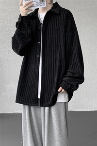 8XL-M鱼骨纹小香风衬衫男生春秋衬衣宽松慵懒垂感外套CS29009P45图片