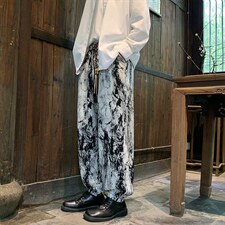 2026港风冰丝扎染抽绳大码M-5XL风休闲裤有套装88798P45，男装休闲套装，星座227-7