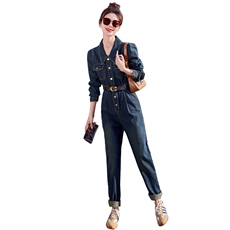 （现货）2026春秋新款设计感气质高腰显瘦复古工装牛仔连体裤女，女装连体裤，印象茜
