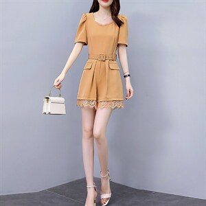 连体裤宽松柔软舒适宽松短裤2022年夏季时尚，女装休闲裤，时尚俏佳人