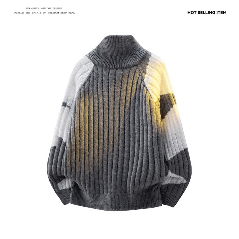 M8163/P75冬季美式复古撞色开衫毛衣外套潮牌宽松bf?百搭针织衫,男装针织衫/毛衣,电商A141