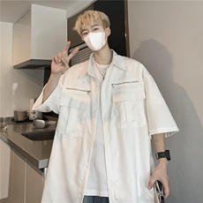 衬衫男韩版潮流短袖高街帅2026夏季新款ins宽松百搭外套CY227-P40，男装T恤，星座412